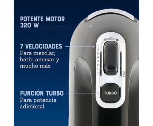 Batidora de mano Oster® 7 velocidades + función turbo FPSTHM360B