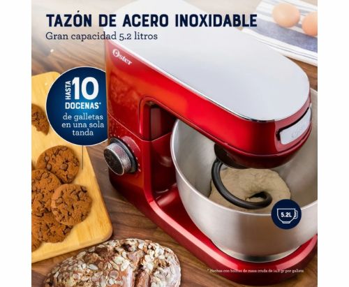 Oster Batidora Planetaria con 10 Velocidades, Tazón de 5.2 Litros de capacidad y Potente Motor de 1000 Watts, Color Rojo, FPSTSMPL3R-013