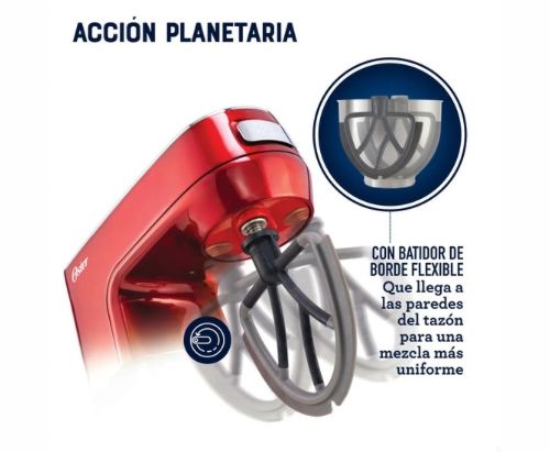 Oster Batidora Planetaria con 10 Velocidades, Tazón de 5.2 Litros de capacidad y Potente Motor de 1000 Watts, Color Rojo, FPSTSMPL3R-013