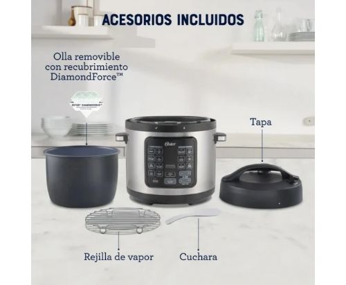 Oster® Multiolla Turbo, 5.7L de Capacidad, con 14 Funciones Predeterminadas, Funcion Turbo, Recubrimiento Oster® DiamondForce, CKSTPCECT57DF