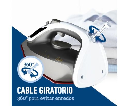 Plancha de vapor Oster® blanca perla con tecnología aerocerámica GCSTAC6901