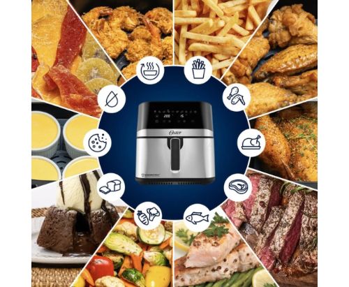 Oster® Freidora de Aire Digital, Recubrimiento Oster® DiamondForce, 7.5L de Capacidad, con 10 Programas Automáticos, CKSTAF75DSSDF