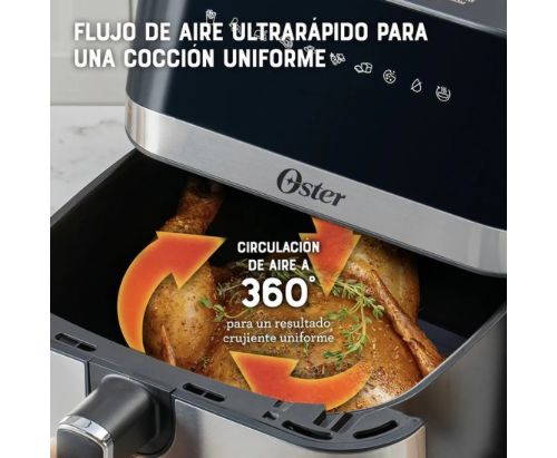 Oster® Freidora de Aire Digital, Recubrimiento Oster® DiamondForce, 7.5L de Capacidad, con 10 Programas Automáticos, CKSTAF75DSSDF