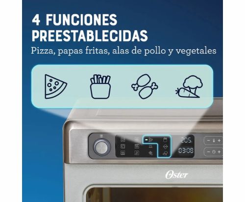 Oster® Horno con Freidora de Aire Digital, Capacidad de 22L, Revestimiento Antiadherente Interno, TSSTTVDAF1NS