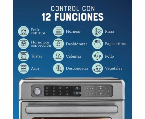 Oster® Horno con Freidora de Aire Digital, Capacidad de 22L, Revestimiento Antiadherente Interno, TSSTTVDAF1NS