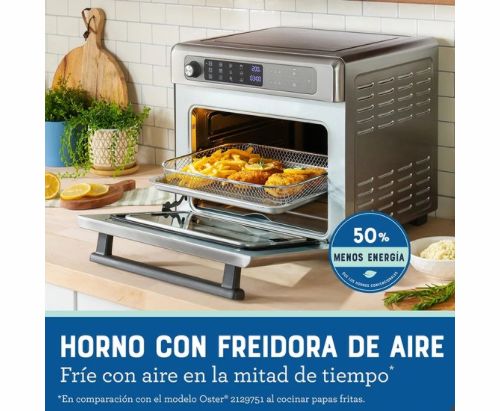 Oster® Horno con Freidora de Aire Digital, Capacidad de 22L, Revestimiento Antiadherente Interno, TSSTTVDAF1NS