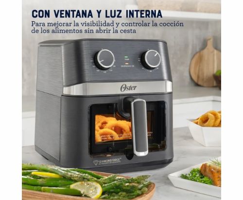 Oster® Freidora de Aire Manual, Recubrimiento Oster® DiamondForce, 4L de Capacidad, con Controles de Tiempo y Temperatura, CKSTAF401MDF