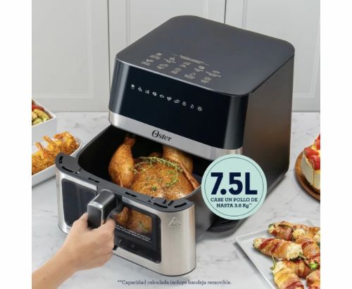 Oster® Freidora de Aire Digital, Recubrimiento Oster® DiamondForce, 7.5L de Capacidad, 10 Programas Automáticos, CKSTAF75WDSSDF