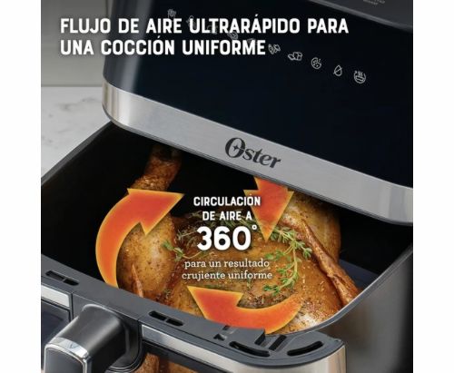 Oster® Freidora de Aire Digital, Recubrimiento Oster® DiamondForce, 7.5L de Capacidad, 10 Programas Automáticos, CKSTAF75WDSSDF