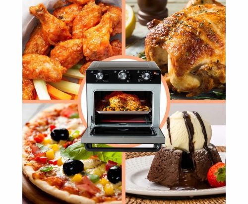 Oster® Horno con Freidora de Aire, Capacidad de 22 Litros, Recubrimiento Antiadherente, Negro, TSSTTVMAF1NS