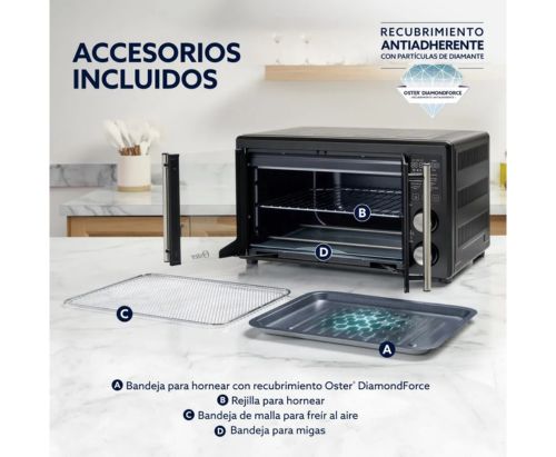 Oster Horno, Digital, con Freidora de Aire, de 42 L de Capacidad, Color Negro, TSSTTV42FDDAFNSB-1MX