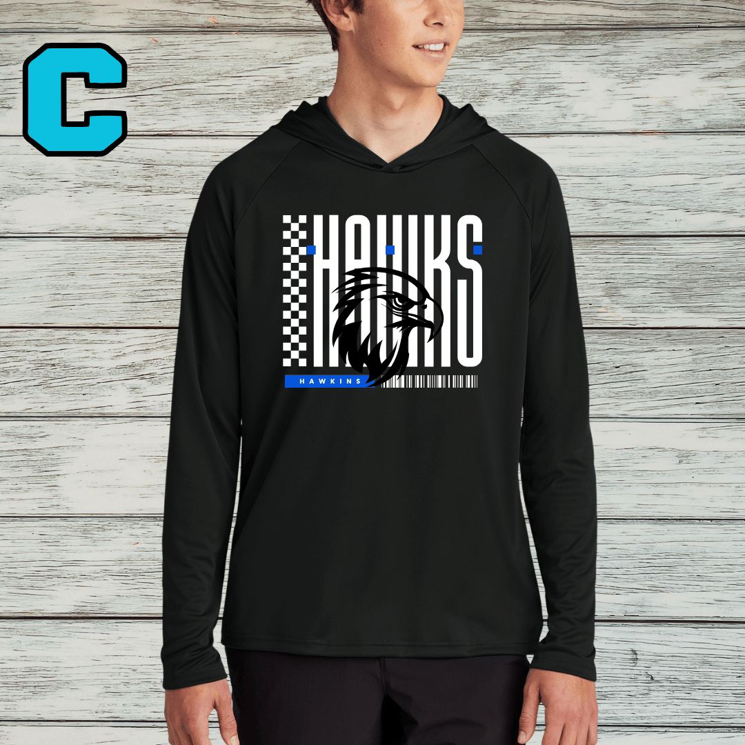 Hawkins Design C- Performance Long Sleeved Tee with Hood