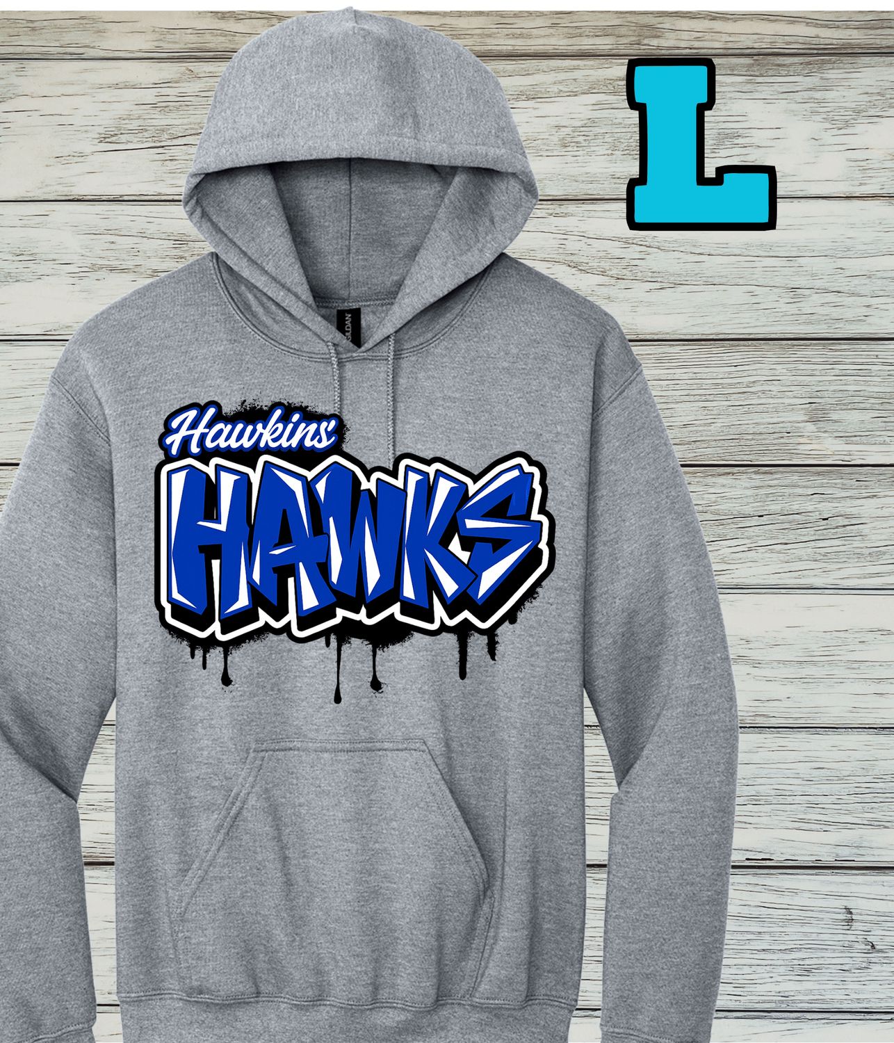 Hawkins Design L- Hoodie Sweatshirt