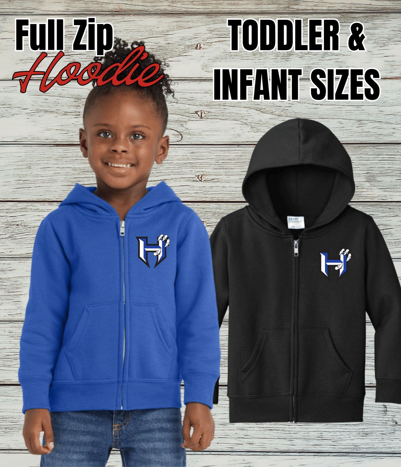 Hawkins Logo Full Zip Fleece with Hood- Toddler and Infant