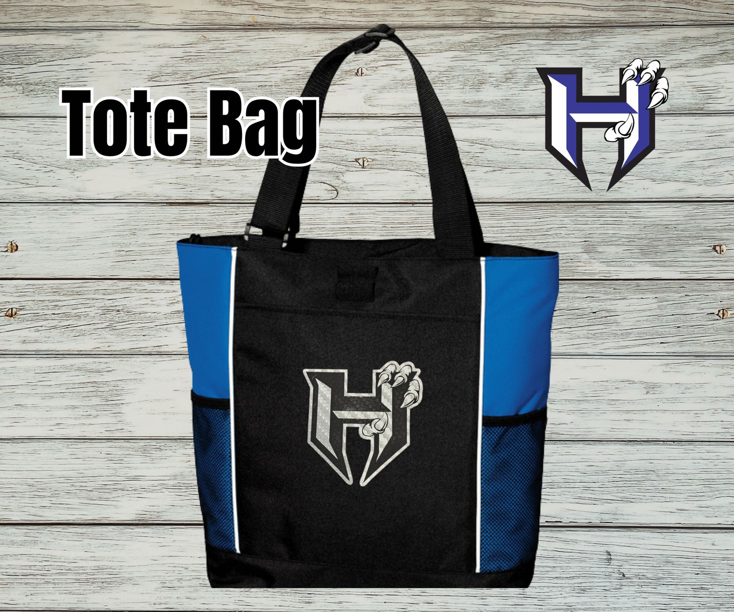 Hawkins Tote Bag- Black/Blue with Logo