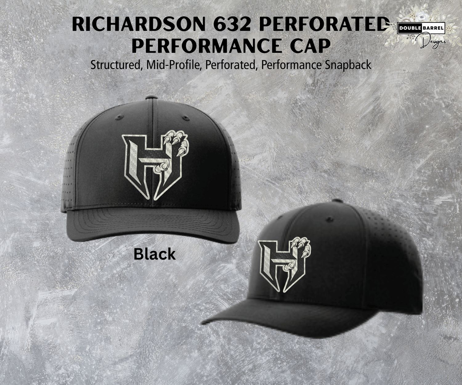 Hawkins Hats - Richardson 632 Perforated Performance Cap, Color: Black