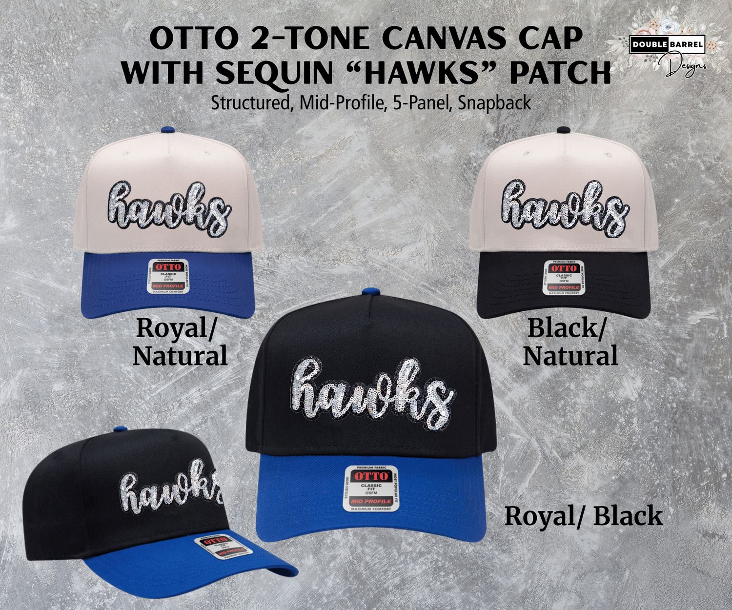 Hawkins Hat - 2-Tone Cap with Hawks Sequin Patch