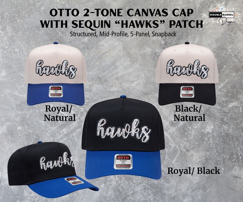 Hawkins Hat - 2-Tone Cap with Hawks Sequin Patch