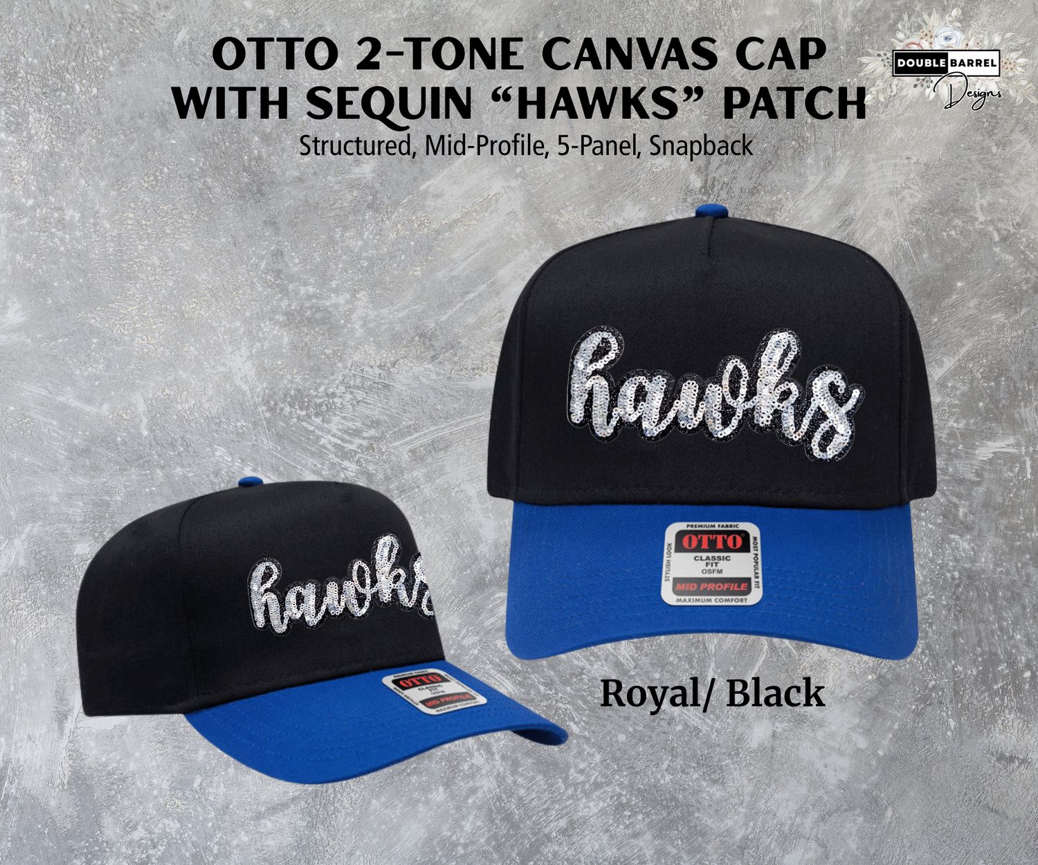 Hawkins Hat - 2-Tone Cap with Hawks Sequin Patch