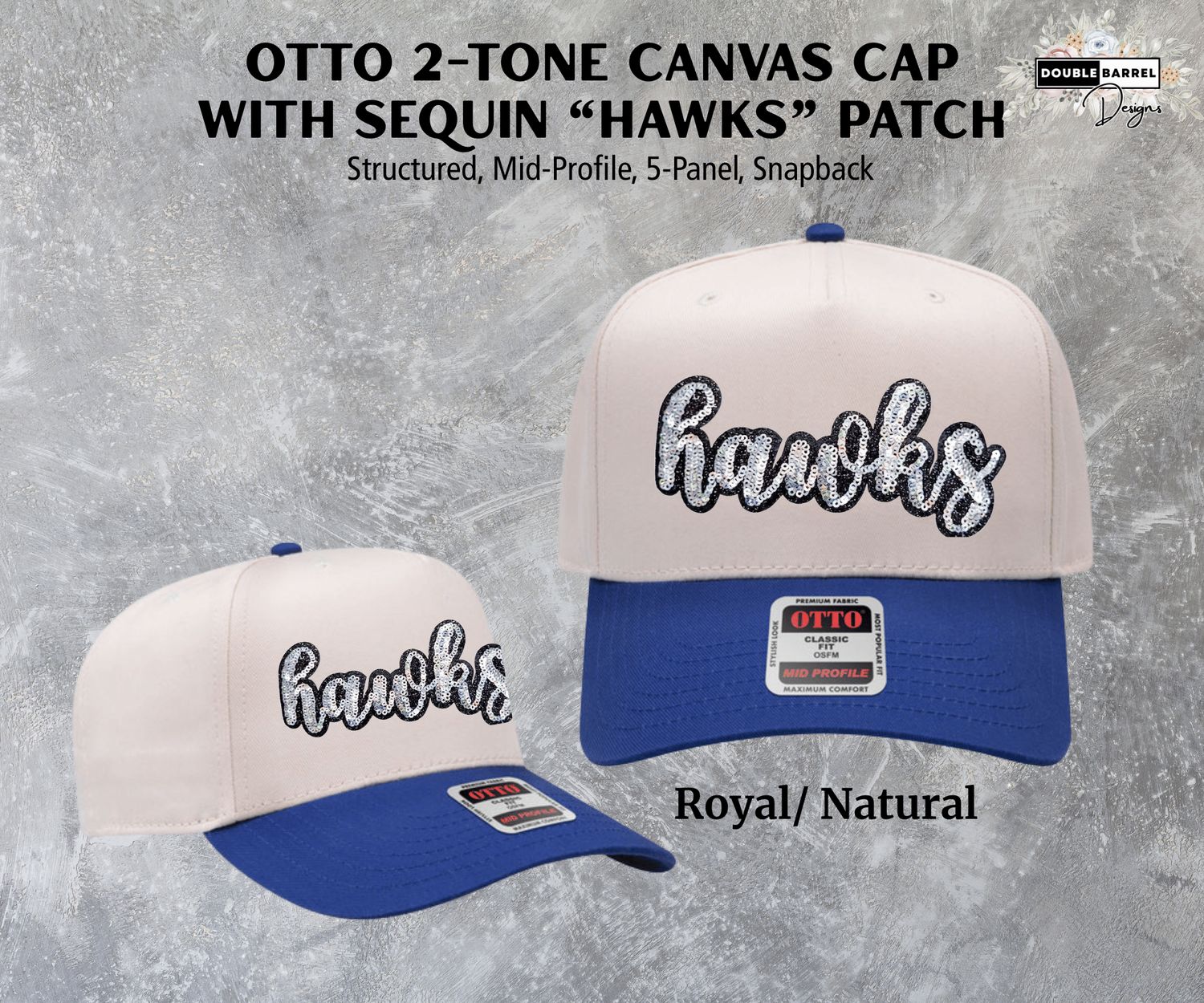 Hawkins Hat - 2-Tone Cap with Hawks Sequin Patch