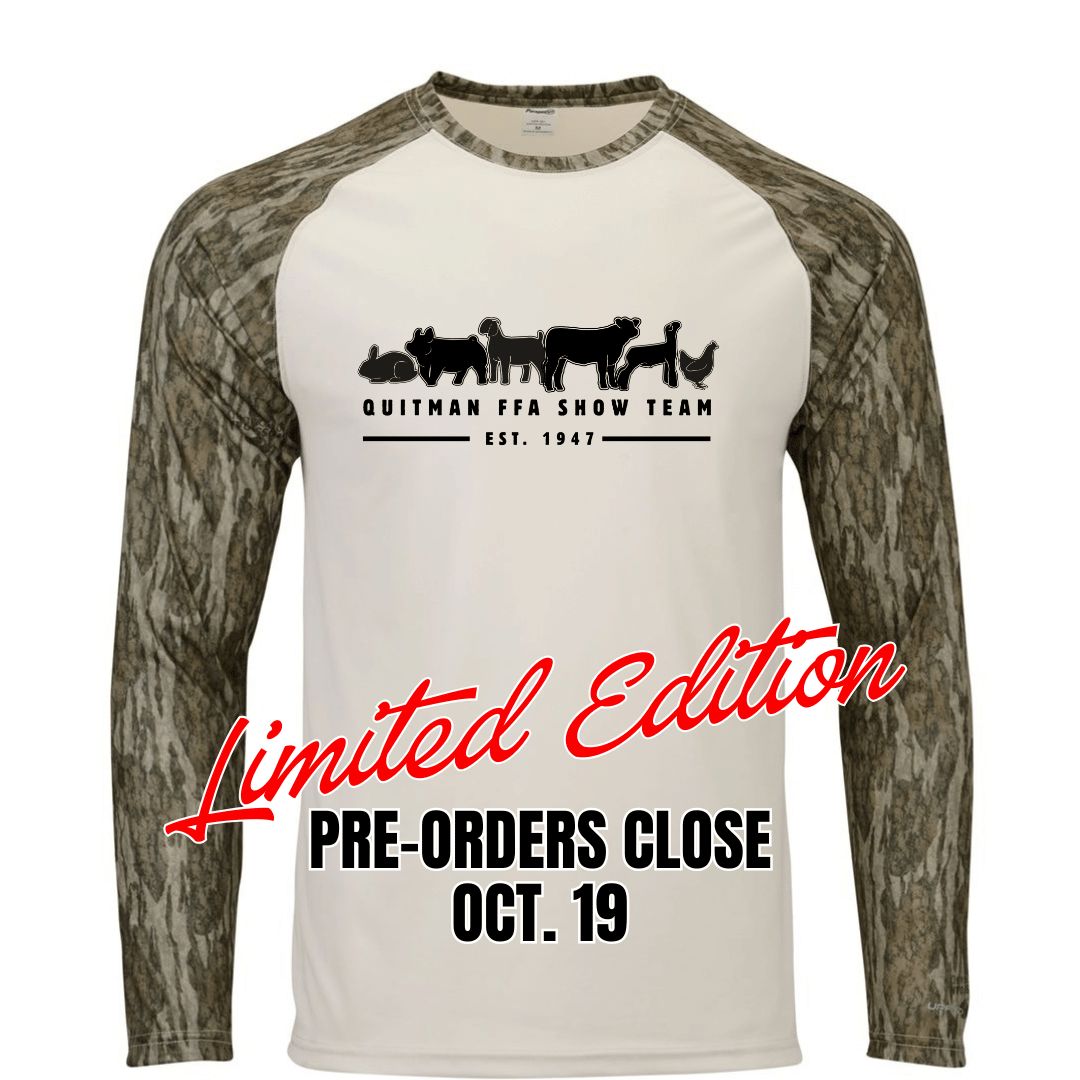 Quitman FFA Show Team- Camo Long-sleeve Colorblock Performance Tee