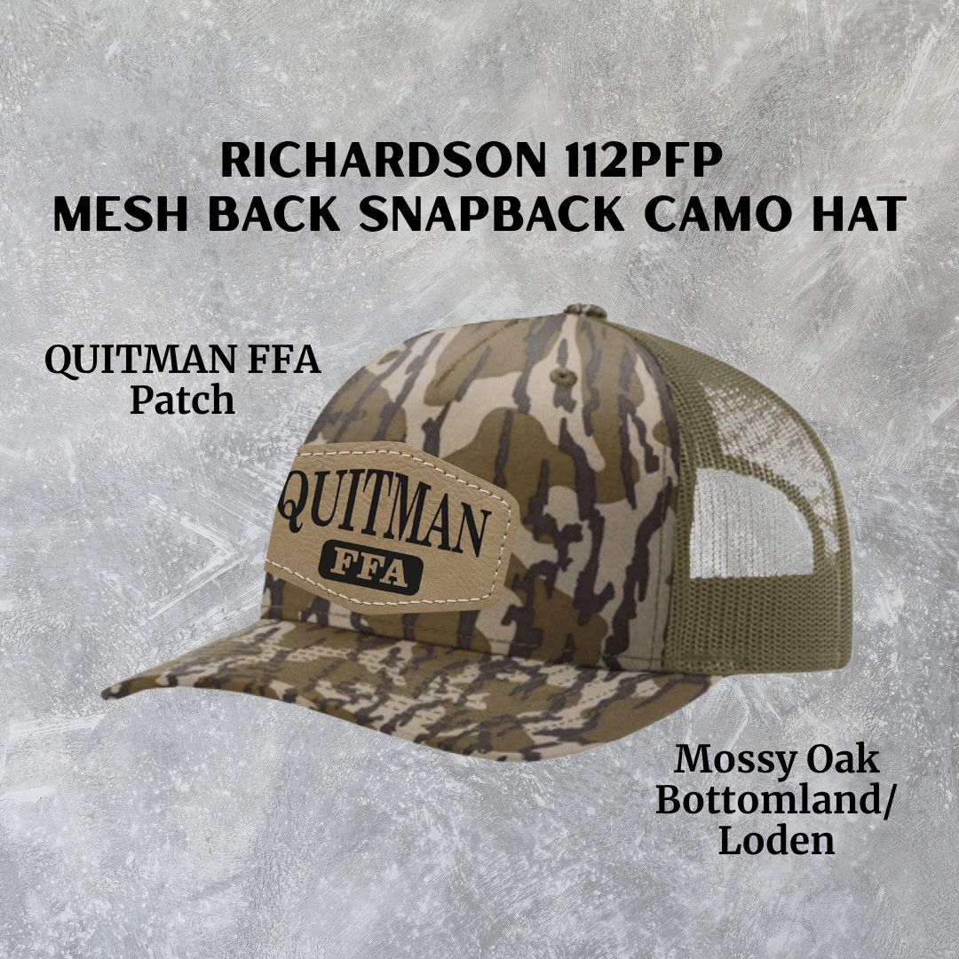 Quitmand FFA Richardson 112PFP Bottomland Camo Trucker Hat