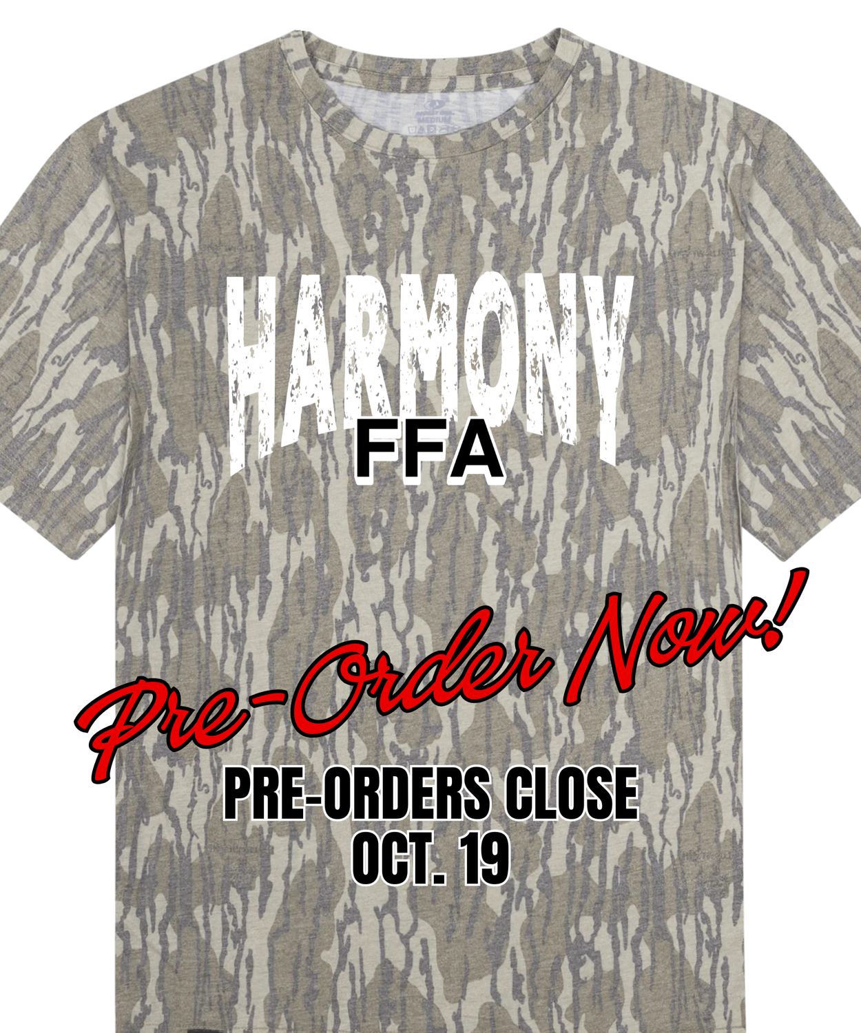 Harmony FFA Mossy Oak Bottomland Washed Out Camo Tee