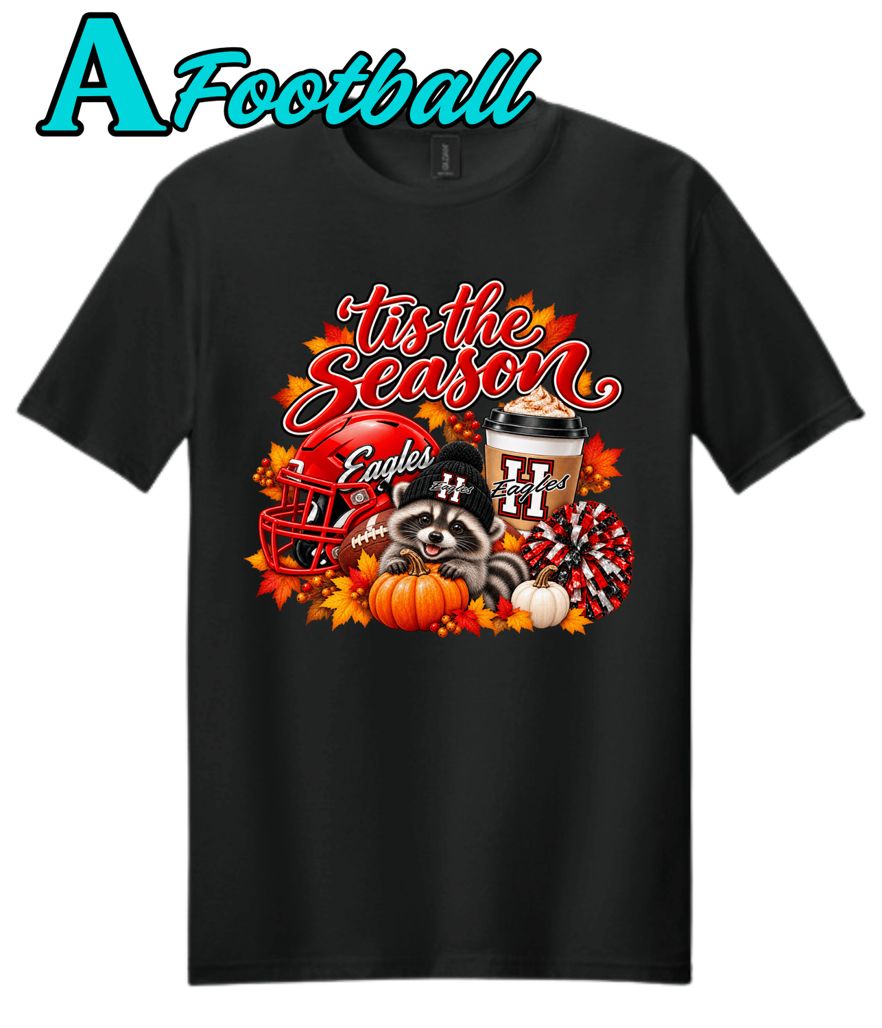 Harmony Fall Design A, Design: Football, Size: Youth XS, Style: Softstyle Tee