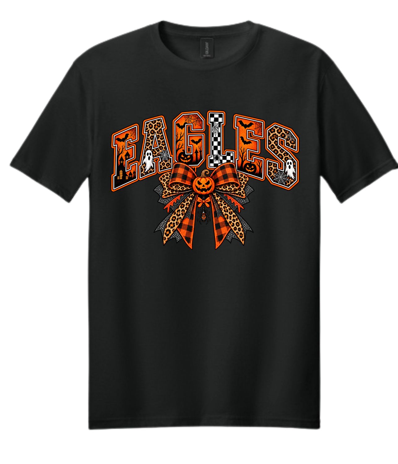 Harmony Fall Design C, Color: Black, Size: Youth XS, Style: Softstyle Tee