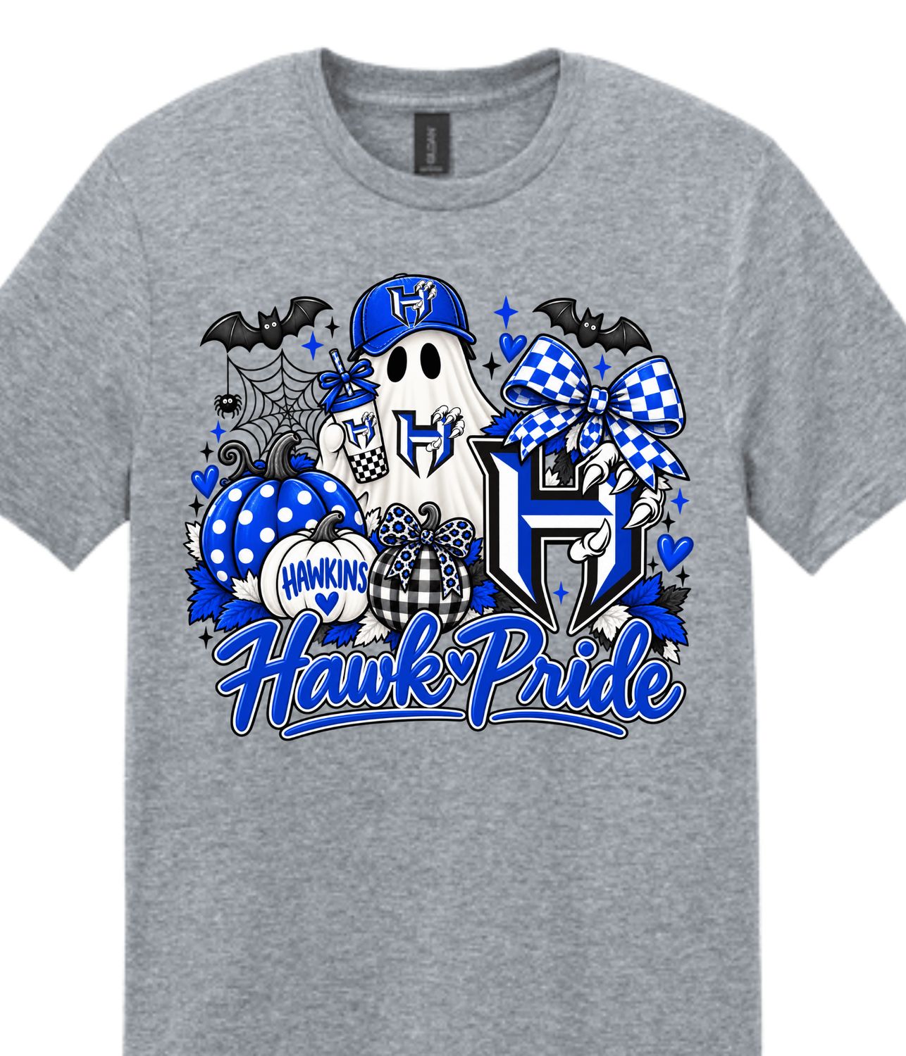 Hawkins Fall Design 2, Color: Sport Grey, Size: Youth XS, Style: Softstyle Tee