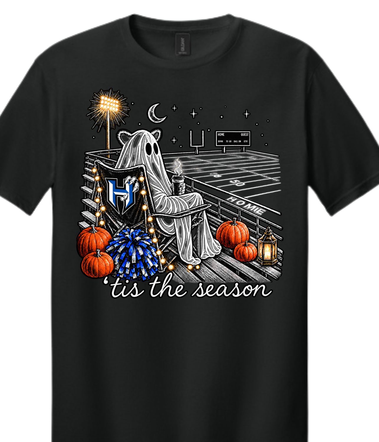 Hawkins Fall Design 5, Color: Black, Size: Youth XS, Style: Softstyle Tee