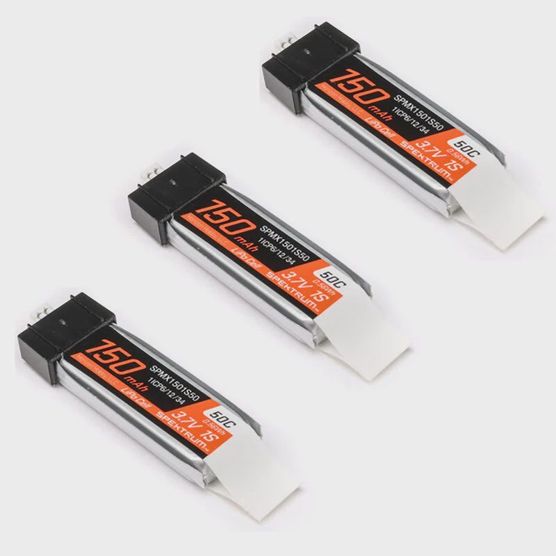 3.7V 150mAh 1S 50C LiPo Battery: JST PH1.25 Connector (3PCs) (HHDSPMX1501S50)