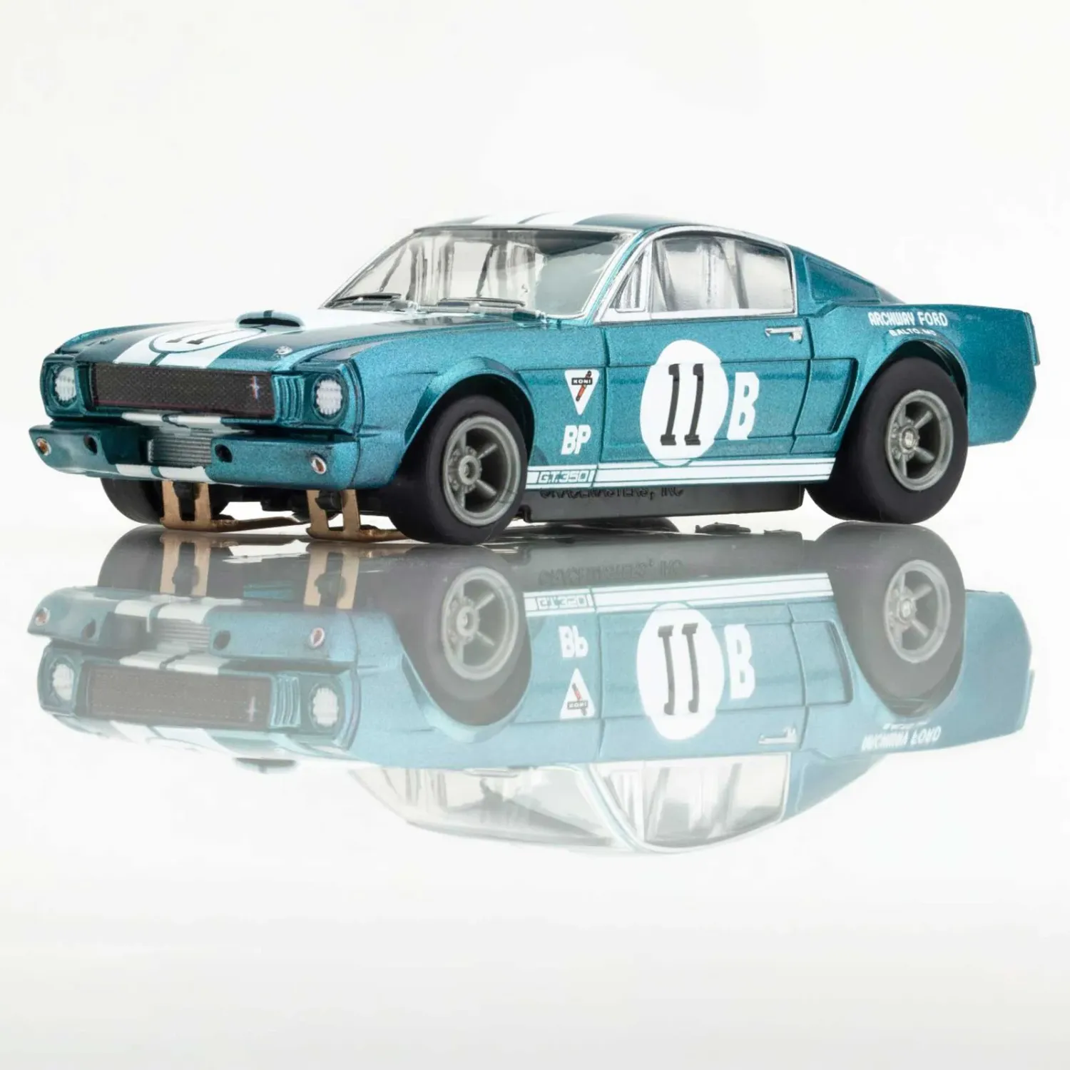 AFX HO 1965 Shelby GT350R Donohue Mega G+ Slot Car, White &amp; Blue (AFX22071)