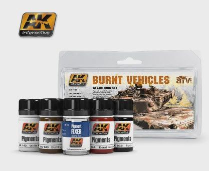 AK Interactive Burnt Vehicles Weathering Dry Pigment Set (39, 48, 142, 143, 144) (AKI4120)