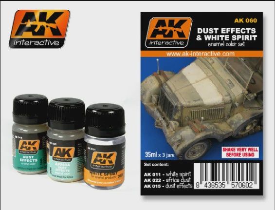 AK Interactive Dust Effects &amp; White Spirit Enamel Paint Set (11, 15, 22) (AKI60)