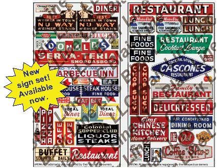 All Scale Miniatures Restaurant &amp; Cafe Signs (184-136)