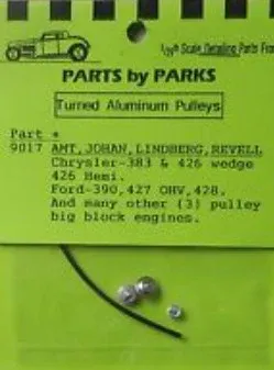 1/24 &amp; 1/25 PulleySet Chrysler &amp; Ford Long Block (Spun Aluminum) (3) (PBP-4017)