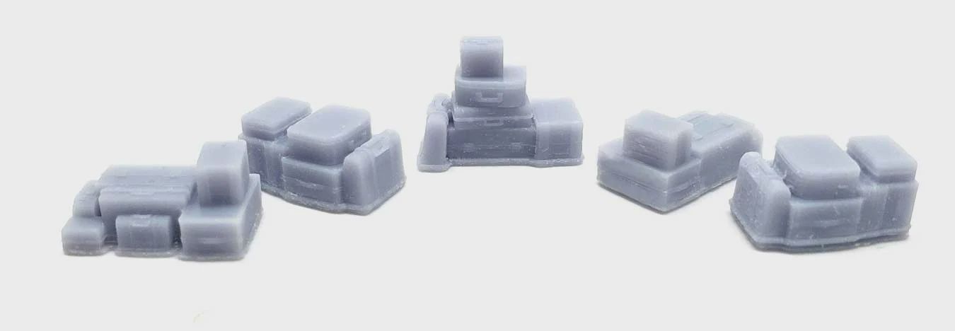 All Scale Miniatures Luggage Stacks -- Unpainted 3D Printed Parts pkg(5) (179-1600986)