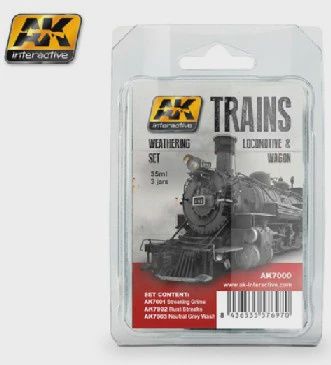 AK Interactive rain Series: Locomotive &amp; Wagon Weathering Enamel Paint Set (AKI7000)