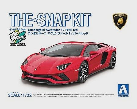 Aoshima 1/32 Lamborghini Aventador S Sports Car (Red SNAP MOLDED) (AOS63477)