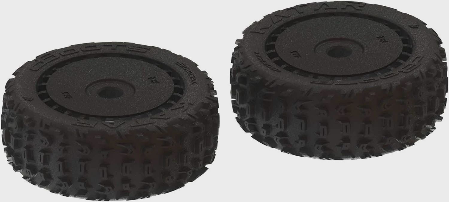 Arrma 1/8 dBoots Front/Rear 3.3 Pre-Mounted Tires, 17mm Hex, Black (2): Katar B 6S, (ARA550058)