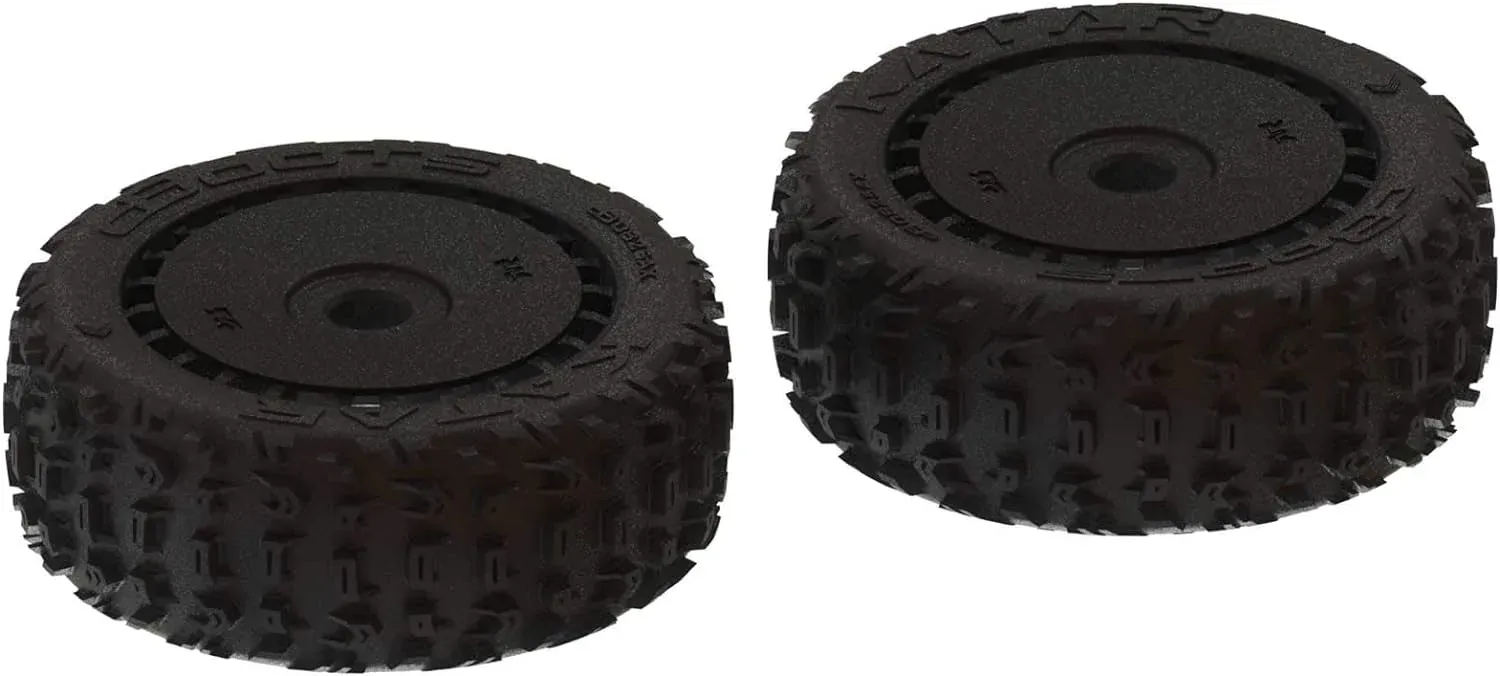 Arrma 1/8 dBoots Front/Rear 3.3 Pre-Mounted Tires, 17mm Hex, Black (2): Katar B 6S, (ARA550058)