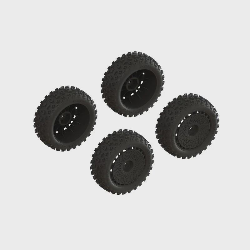 Arrma dBoots "2-HO" Pre-Mounted Tire Set (Black) (4) (ARA550114)