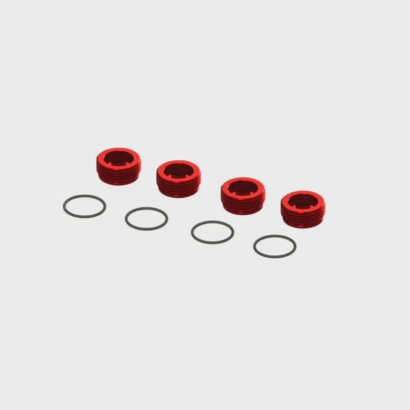 Arrma ALUMINUM FRONT HUB NUT (RED) (4PCS INC. O-RINGS) (ARA320467)