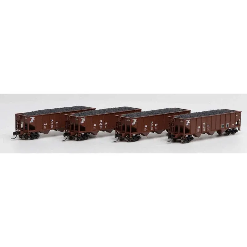 Athearn N 40' 3-Bay Ribbed Hopper w/Load, CR #2 (4) (ATH25563)