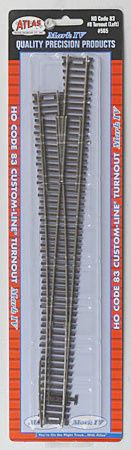 Atlas HO Code 83 #8 Custom-Line LH Turnout (ATL565)