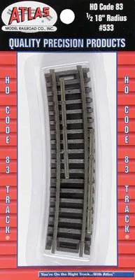 Atlas Code 83 1/2 18" Radius Track (4) HO (ATL533)