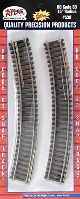 Atlas Code 83 15" Radius Track Section (6) HO (ATL530)