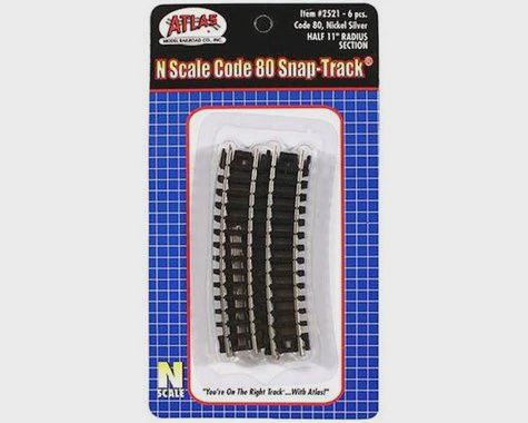 Atlas Railroad N Code 80 11" Radius 1/2 Curve (6) (ATL2521)