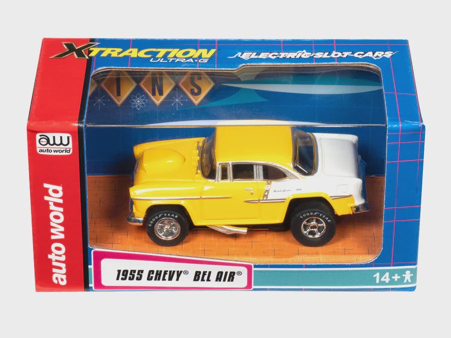 AUTO WORLD CLASSIC YELLOW &amp; WHITE | 1955 CHEVY BEL AIR | (AWDCP7983)